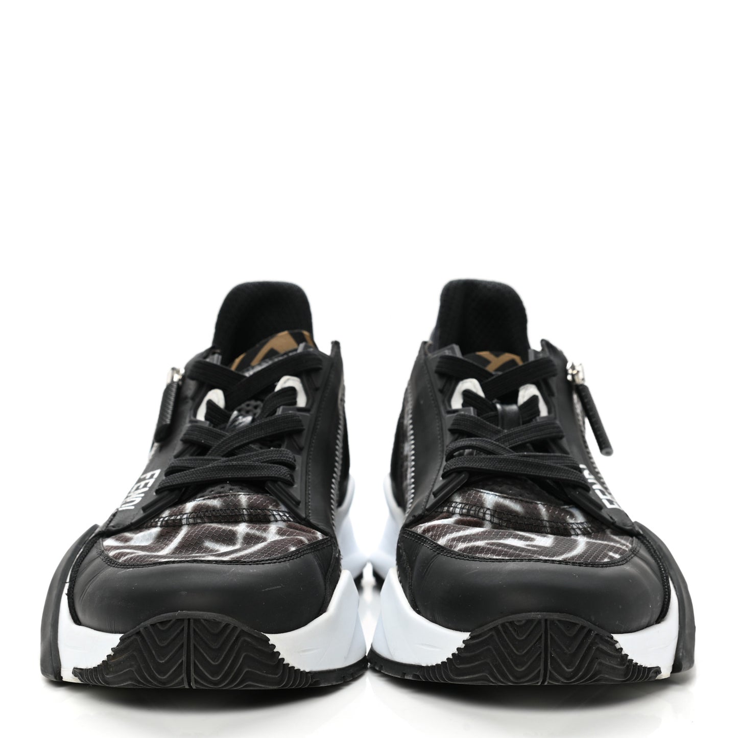 X SARAH COLEMAN Nylon Lycra FF Vertigo Fendi Flow Low Top Sneakers 40 Black