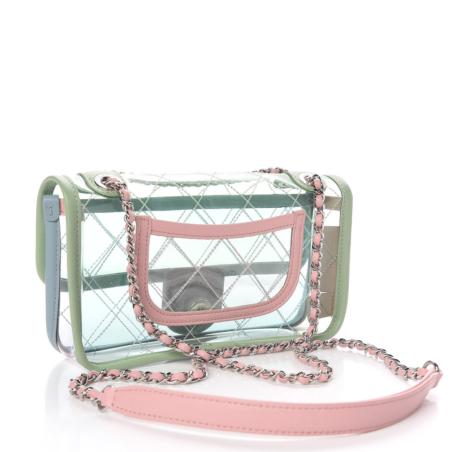 Chanel Lambskin PVC Quilted Mini Coco Splash Flap Blue Green 3 of 9