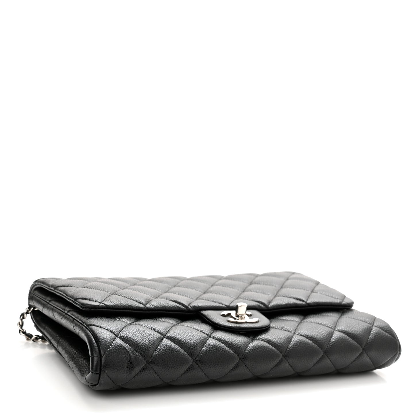 Caviar Quilted Clutch With Chain Flap Black