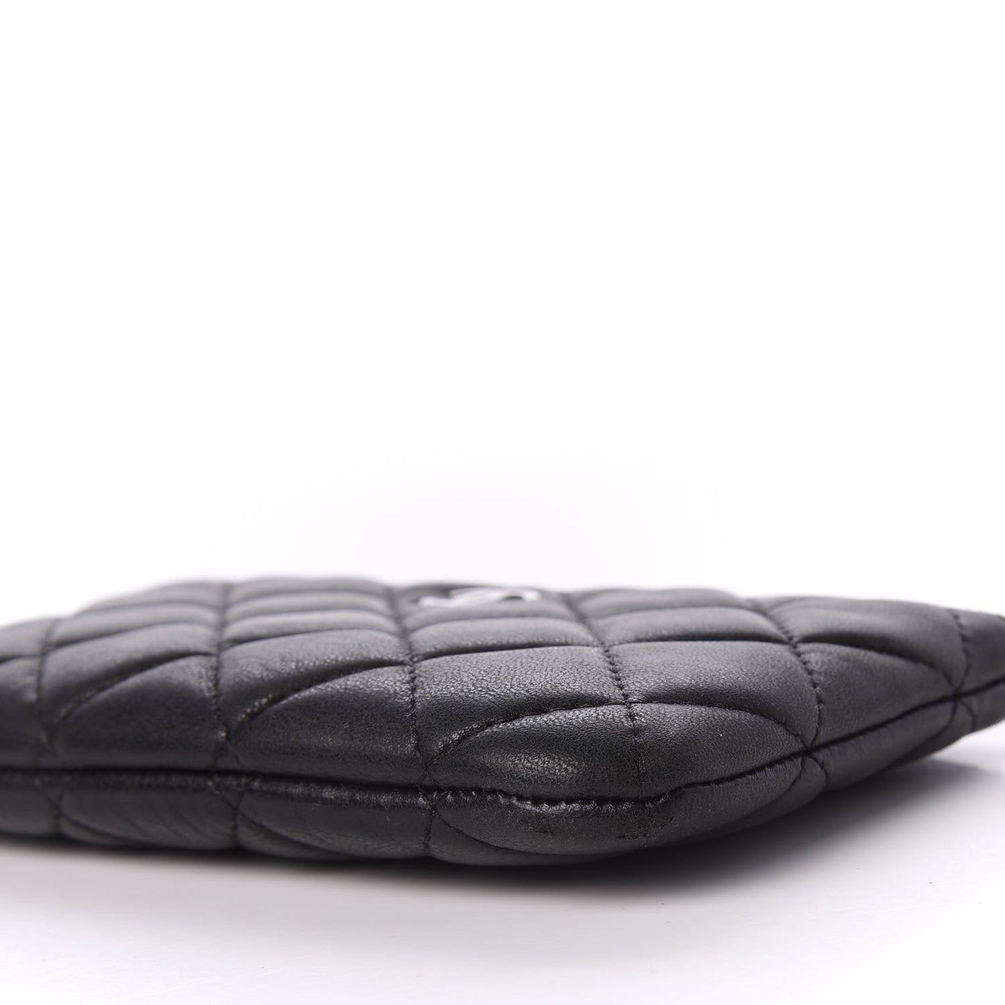 Lambskin Quilted Small Cosmetic Case Black
