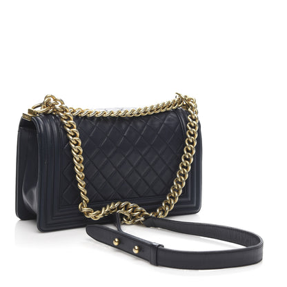 Chanel Lambskin Quilted Medium Boy Flap Dark Blue 3 of 11