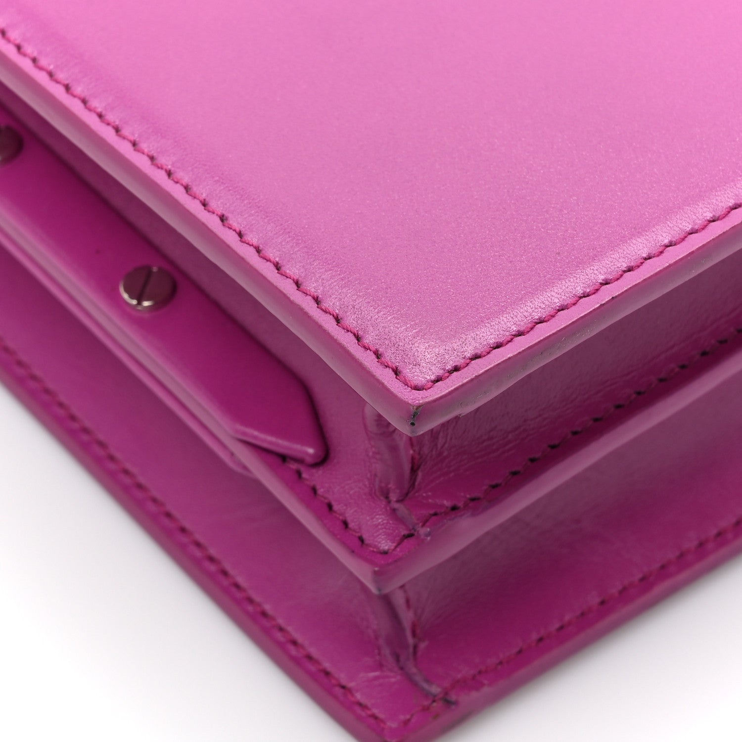 Saint Laurent Smooth Calfskin Monogram Cassandra Clasp Bag Electric Fuchsia 12 of 16