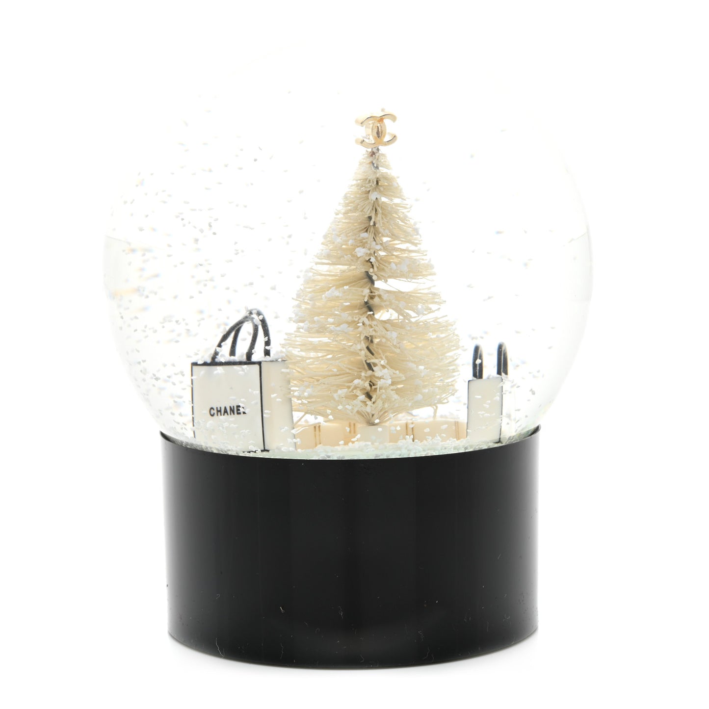 Glass Christmas Tree Shopping Bag Snow Globe