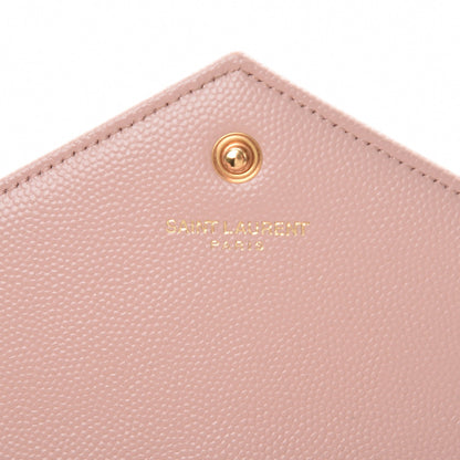 Saint Laurent Grain De Poudre Matelasse Chevron Monogram Chain Wallet Pale Pink 6 of 9