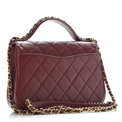 Chanel Lambskin Quilted Chain Infinity Top Handle Flap Burgundy 2 of 8