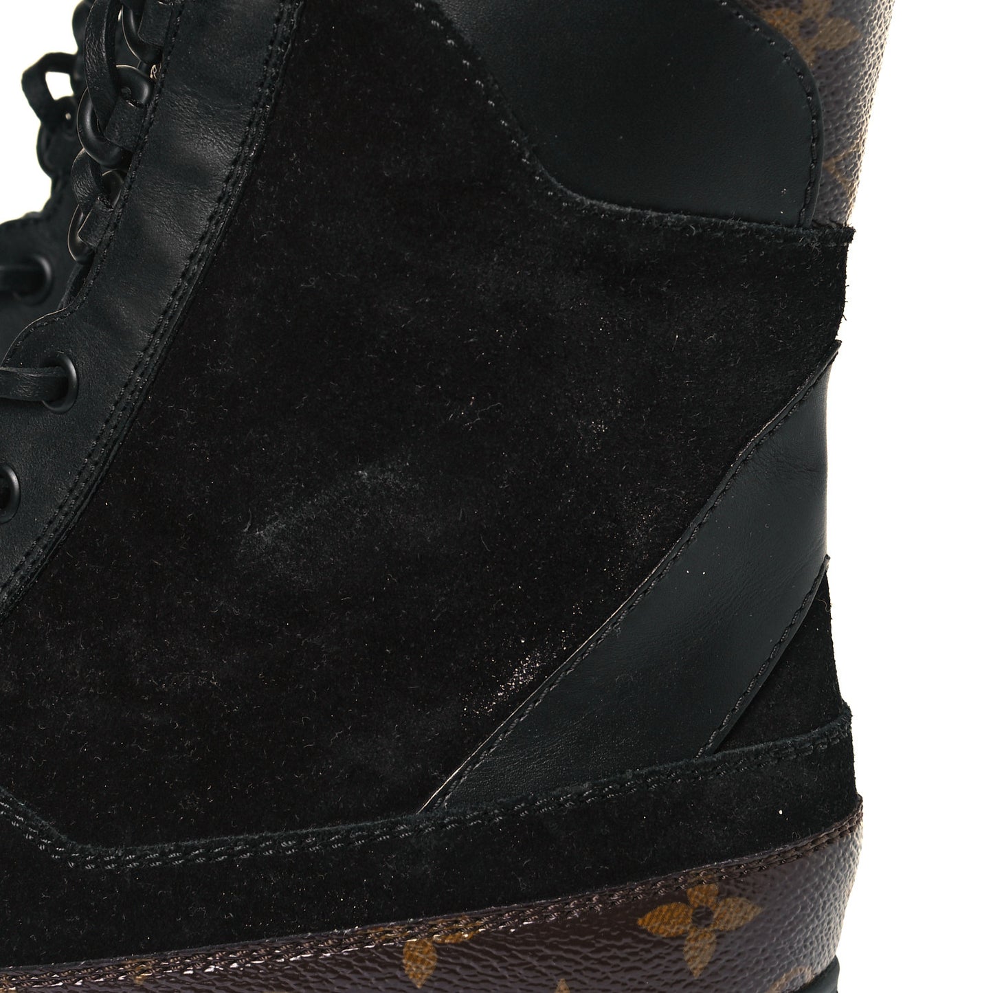 Suede Calfskin Monogram Laureate Platform Desert Boots 41 Black
