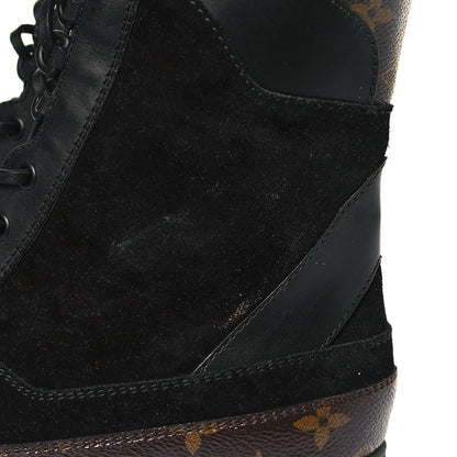 Louis Vuitton Suede Calfskin Monogram Laureate Platform Desert Boots 41 Black 8 of 8