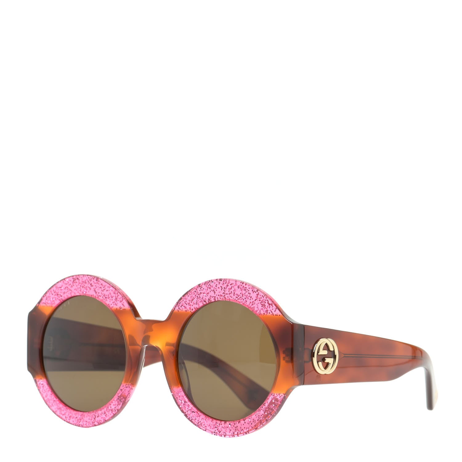 Gucci Acetate Round GG0084S Sunglasses Glitter Fuchsia 1 of 7