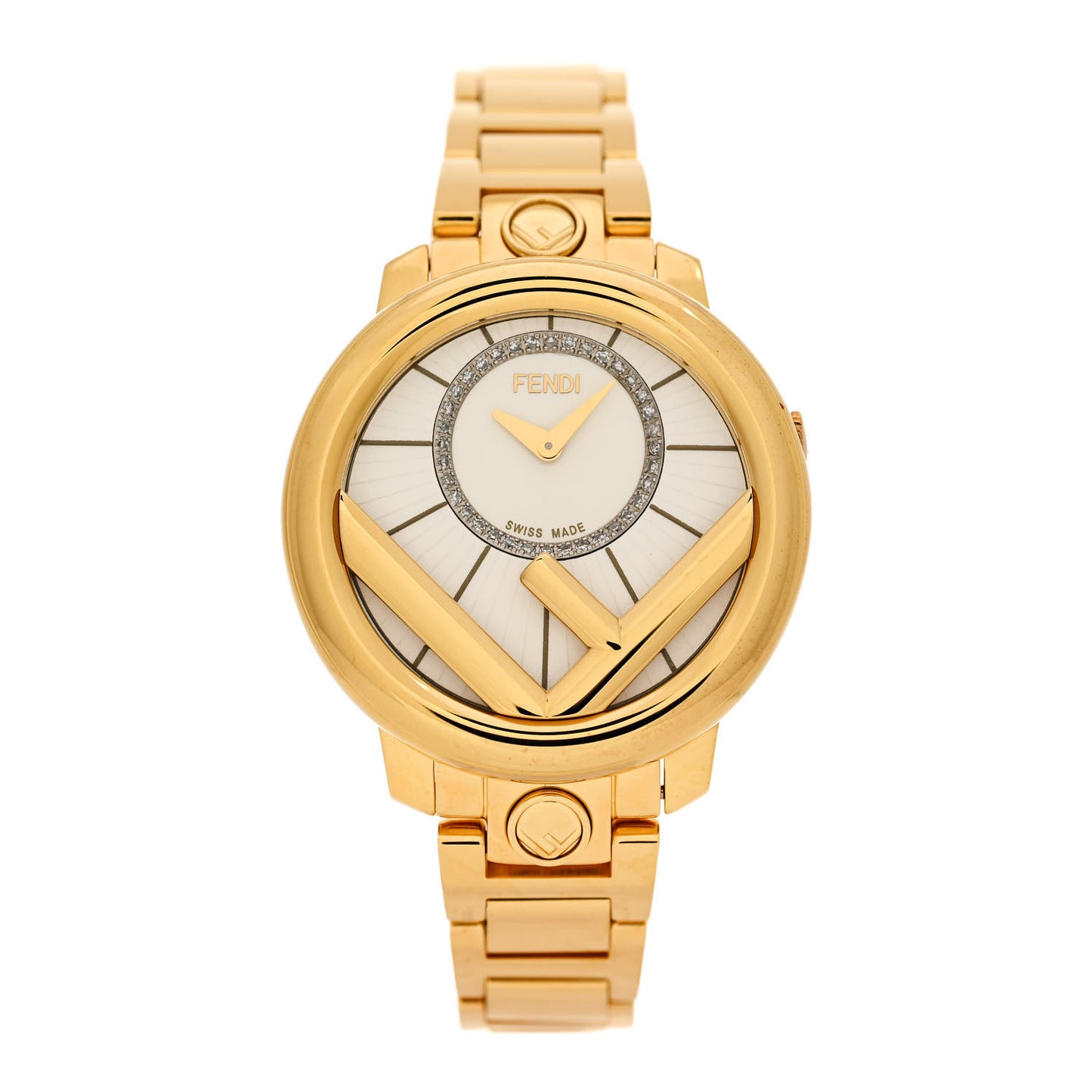 Stainless Steel Diamond 28mm Run Away Quartz Watch Gold