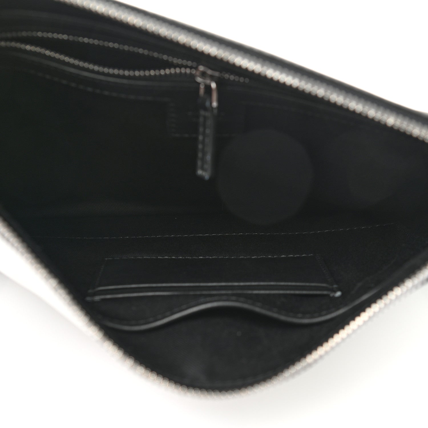 MCM Calfskin Wristlet Logo Pouch Black White 5 of 8