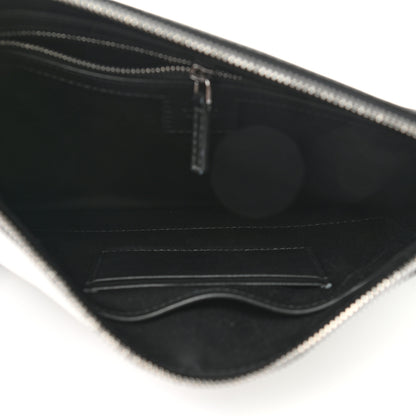 MCM Calfskin Wristlet Logo Pouch Black White 5 of 8