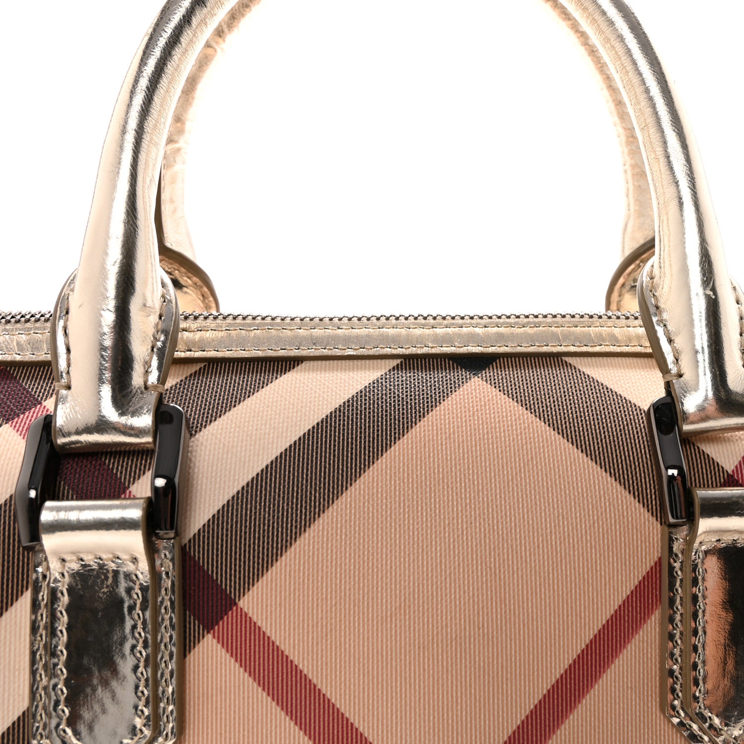 Burberry Patent Nova Check Small Chester Bowling Bag Nickel 7 of 9