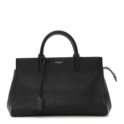 Saint Laurent Grained Calfskin Small Cabas Rive Gauche Black 1 of 10