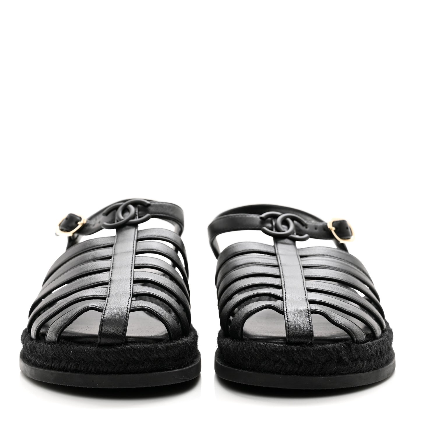 Lambskin Espadrille Sandals 40 Black