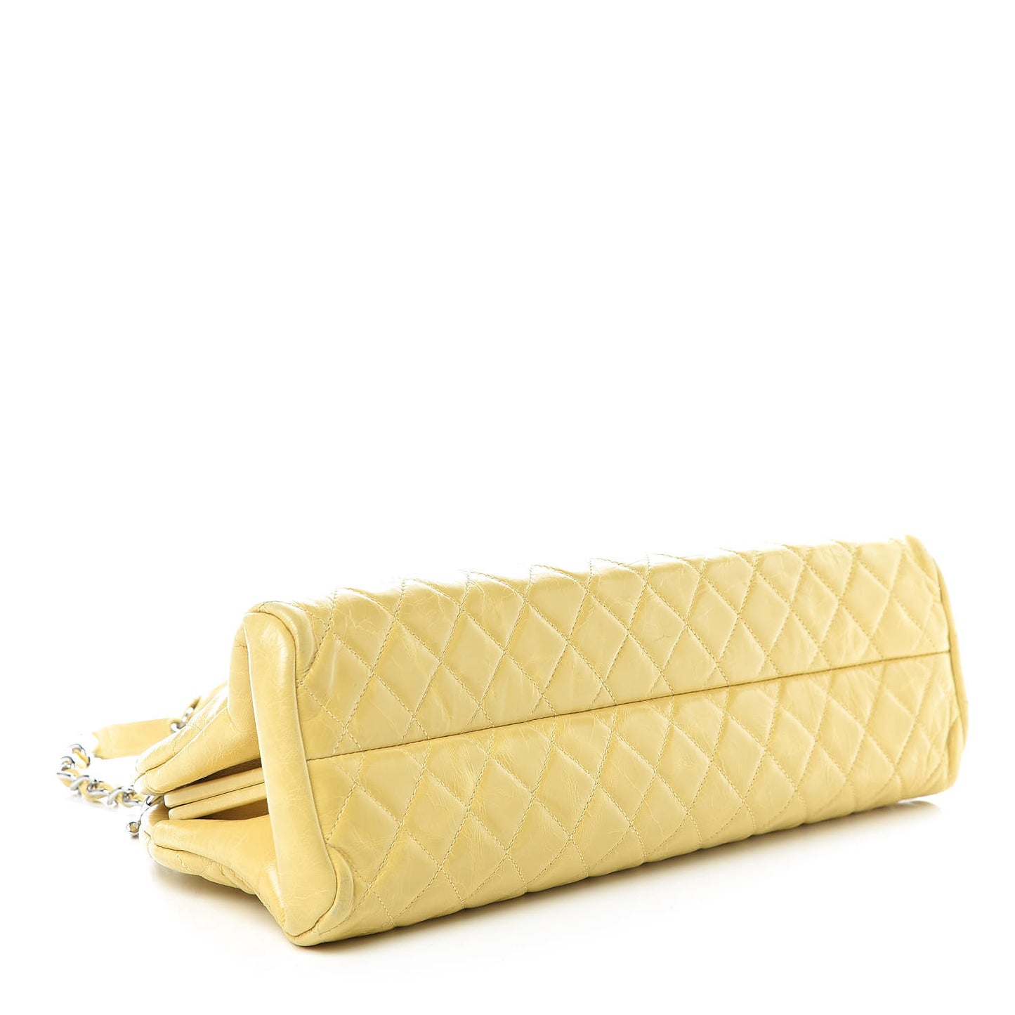 Glazed Calfskin Quilted Medium Just Mademoiselle Bowling Bag Yellow