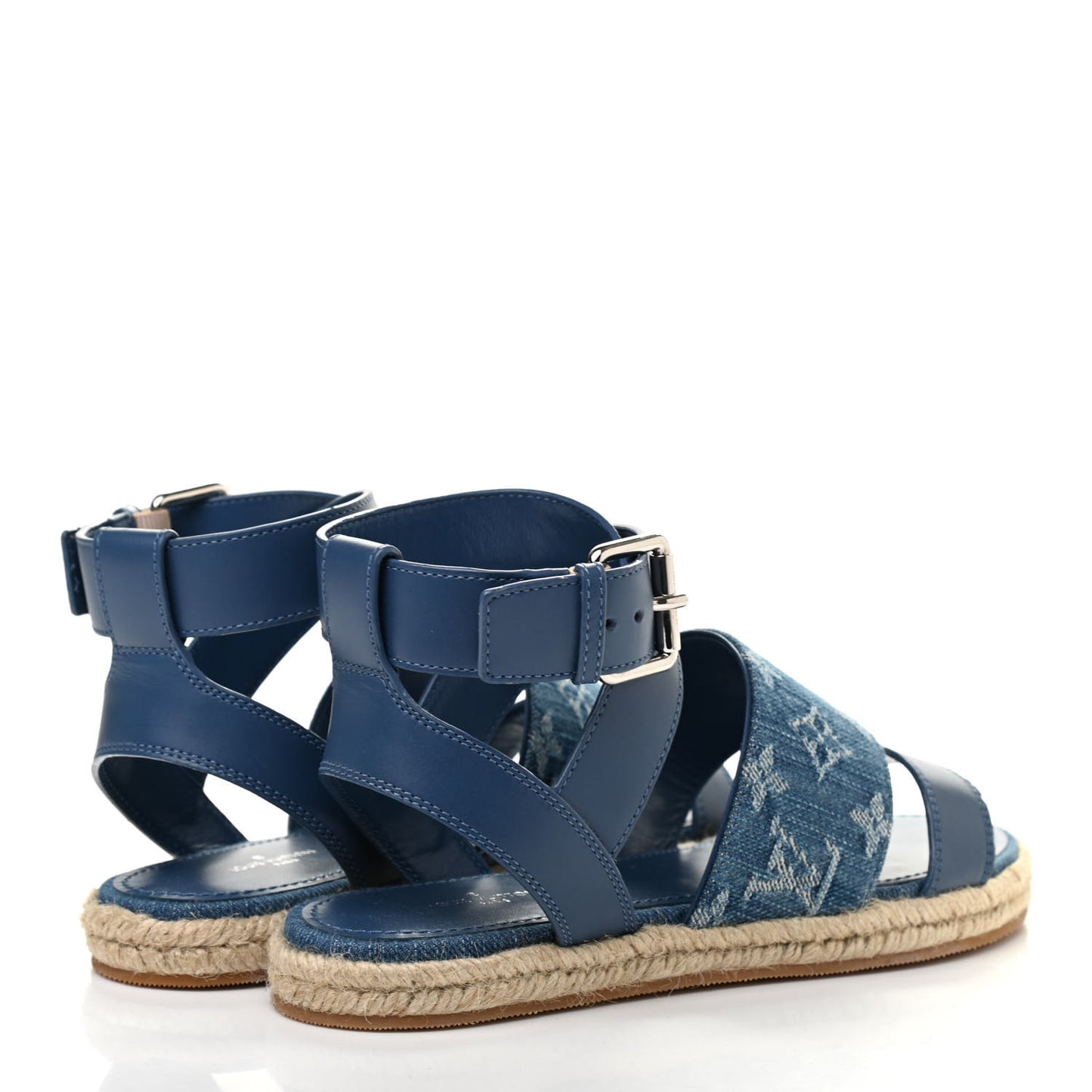Monogram Denim Starboard Espadrille Flat Sandal 37 Blue
