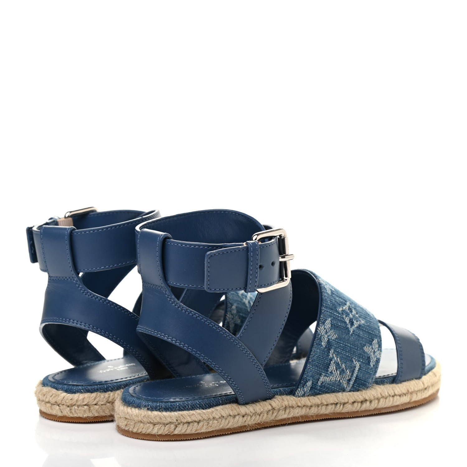 Louis Vuitton Monogram Denim Starboard Espadrille Flat Sandal 37 Blue 4 of 7