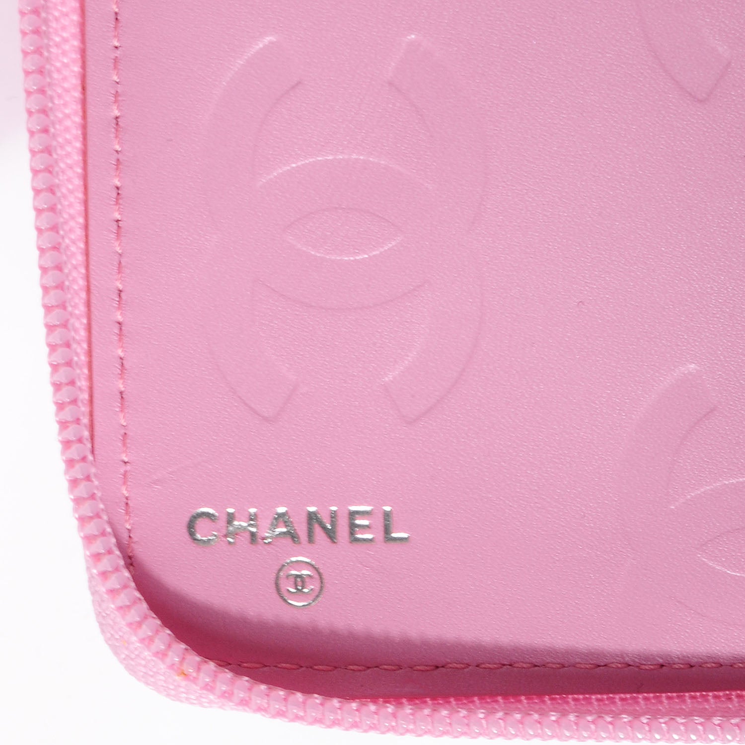 Chanel Calfskin Quilted Cambon Zip Around Organizer Wallet Pink Black 7 of 9