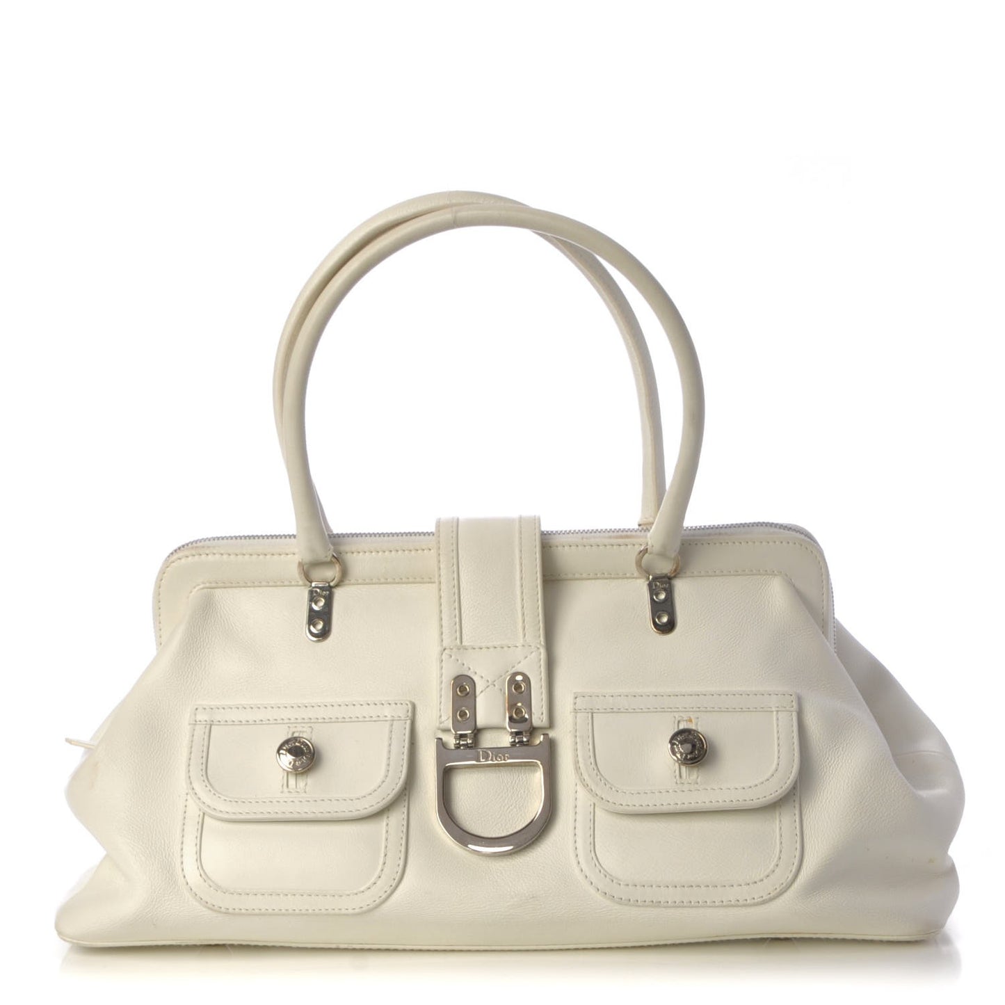 Calfskin Frame Satchel White