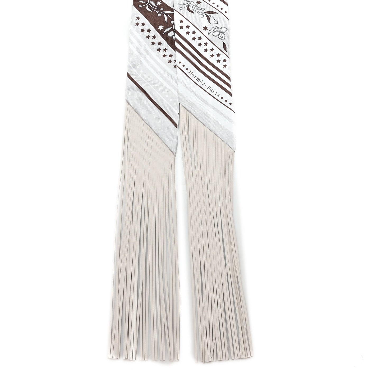 Silk Festival Des Amazones Bandana Fringed Twilly Craie Brun