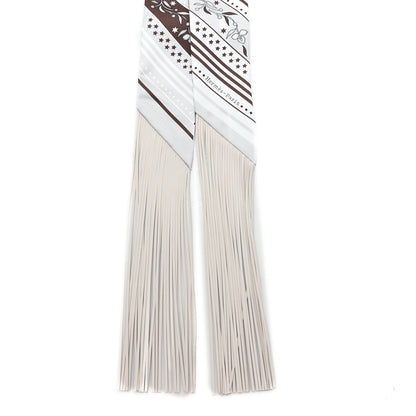 Hermes Silk Festival Des Amazones Bandana Fringed Twilly Craie Brun 2 of 4