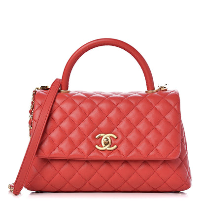 Chanel Caviar Quilted Small Coco Handle Flap Red 1 of 10