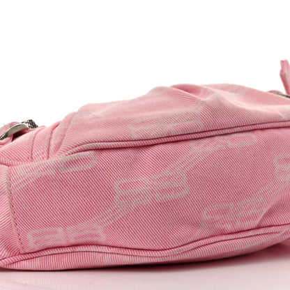 Balenciaga Denim BB Monogram Le Cagole Shoulder Bag XS Pink 10 of 11