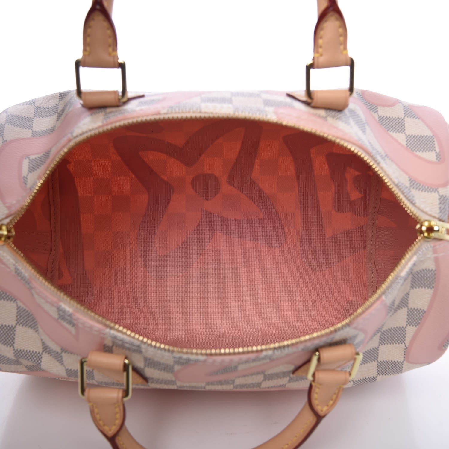 Louis Vuitton Damier Azur Tahitienne Speedy Bandouliere 30 Rose Ballerine 6 of 10