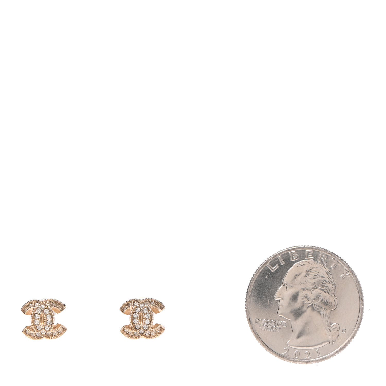 Chanel Crystal Mini CC Earrings Gold 2 of 4