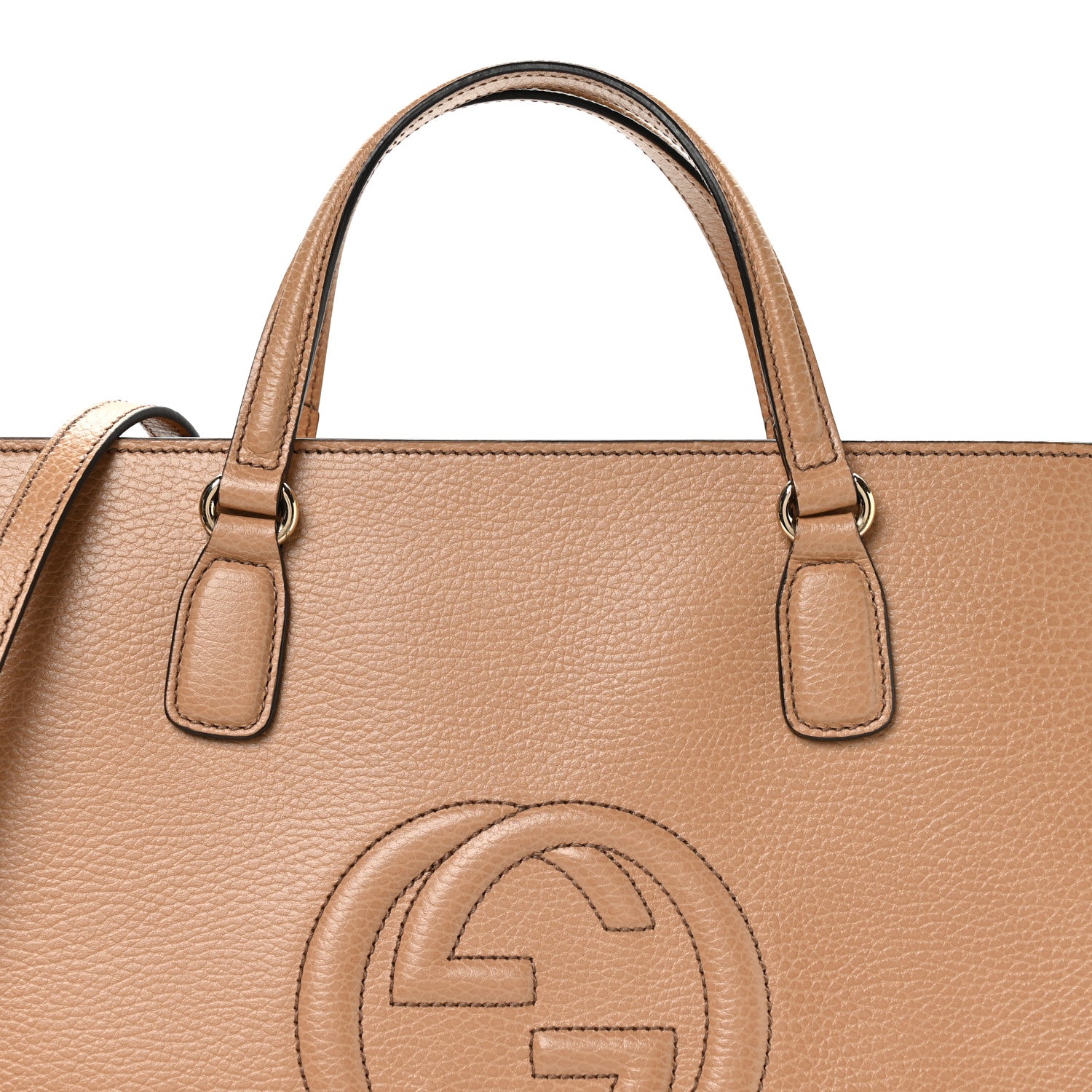 Gucci Dollar Calfskin Large Soho Top Handle Satchel Camelia