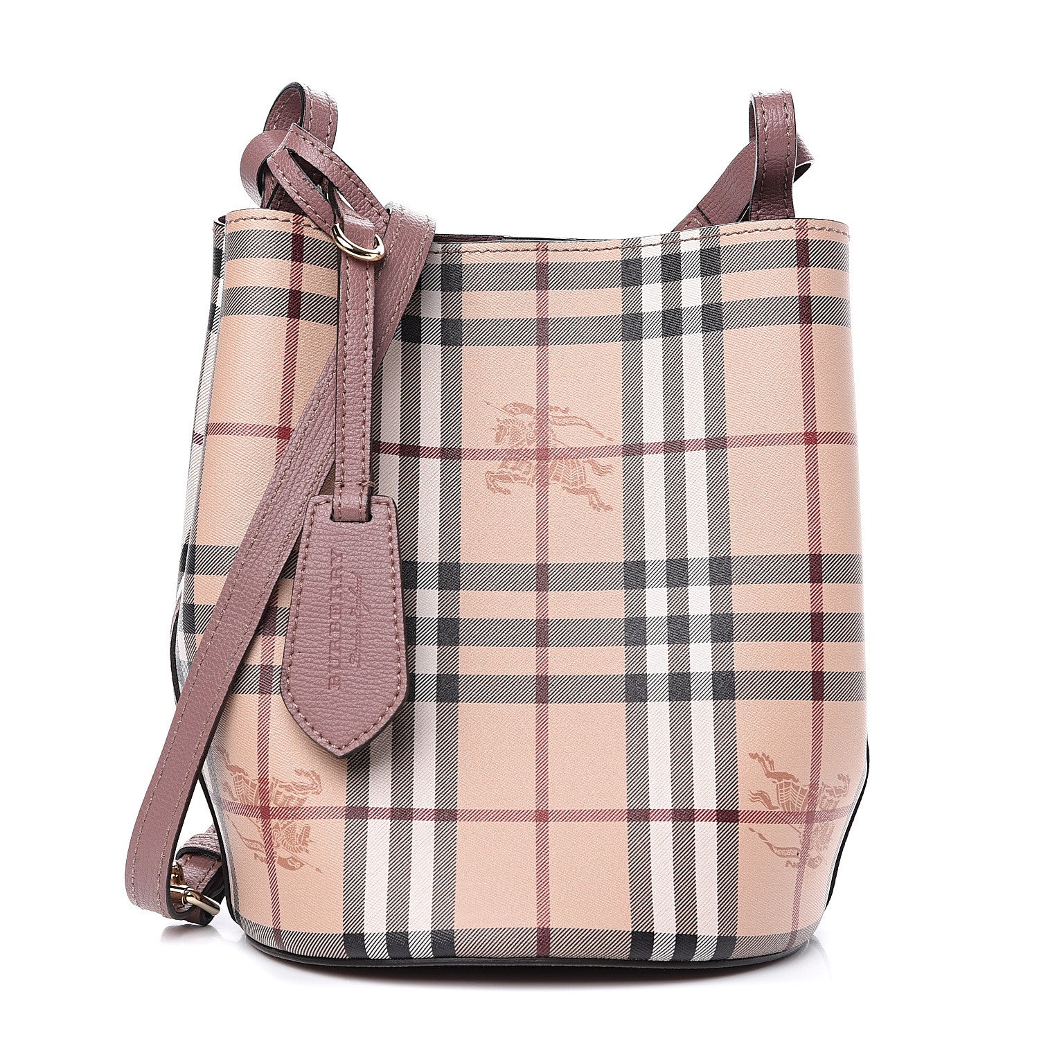 Burberry Haymarket Check Colours Small Lorne Bucket Crossbody Light Elderberry 1 of 11