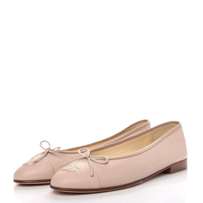 Chanel Lambskin Cap Toe CC Ballerina Flats 39.5 Beige 3 of 10