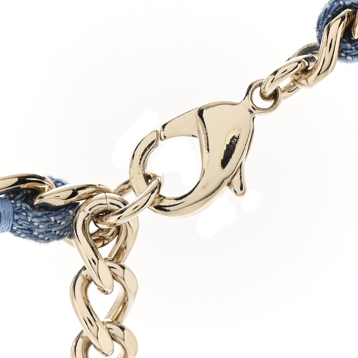 Chanel Metal Denim CC Double Chain Long Necklace Blue Gold 5 of 7