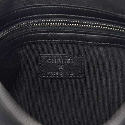 Chanel Calfskin Crocodile Embossed Quilted Medium Gabrielle Cosmetic Case Black 6 of 8