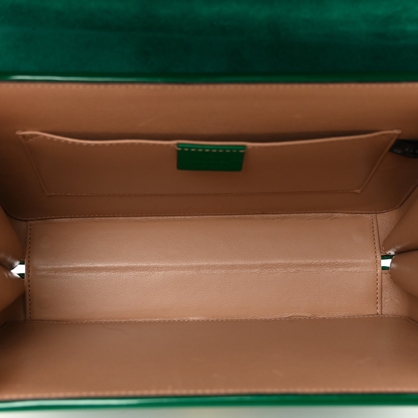 Mousse Top Patent Small Sylvie 1969 Top Handle Bag Emerald