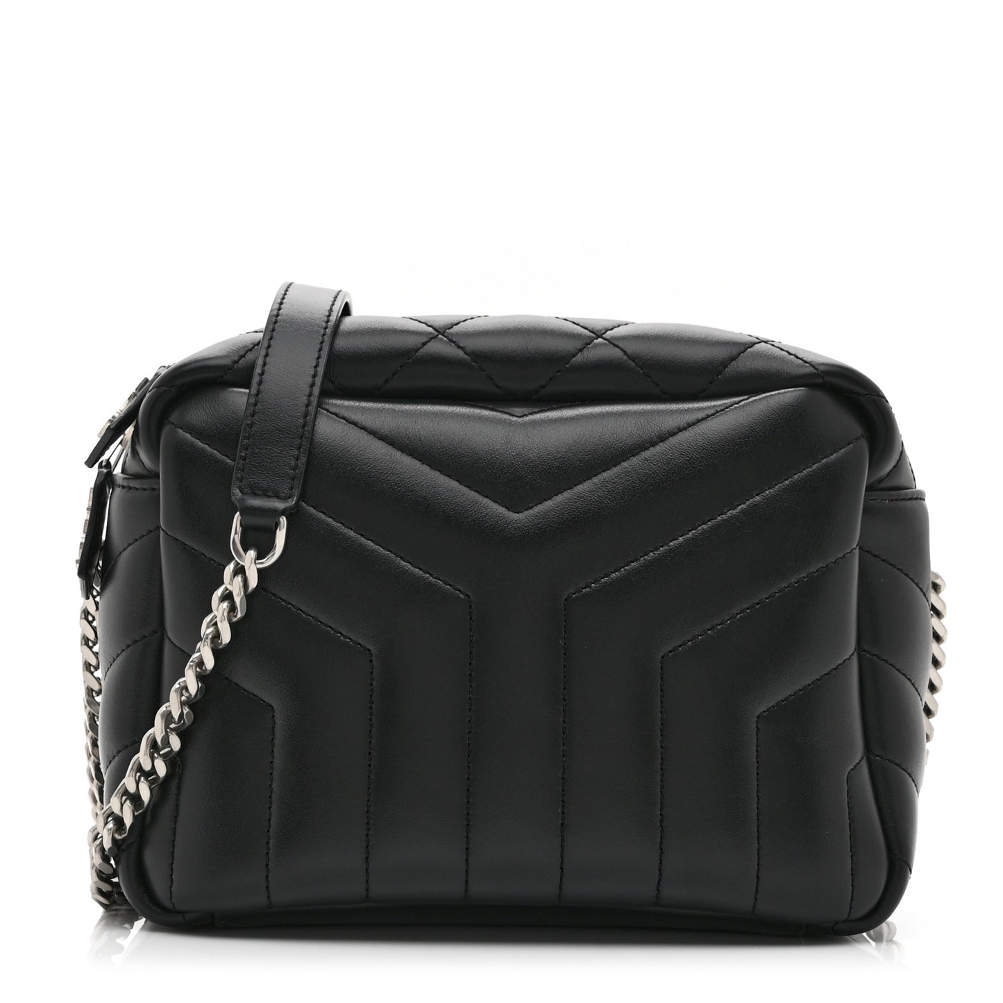Calfskin Y Quilted Monogram Small Loulou Bowling Bag Black