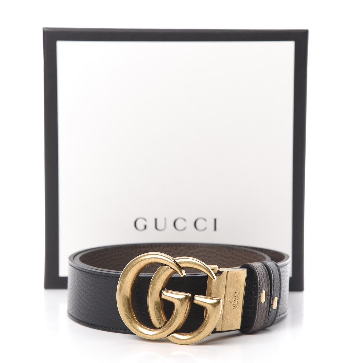 Gucci Calfskin Double G Reversible 37mm Belt 85 34 Black Cocoa 7 of 7