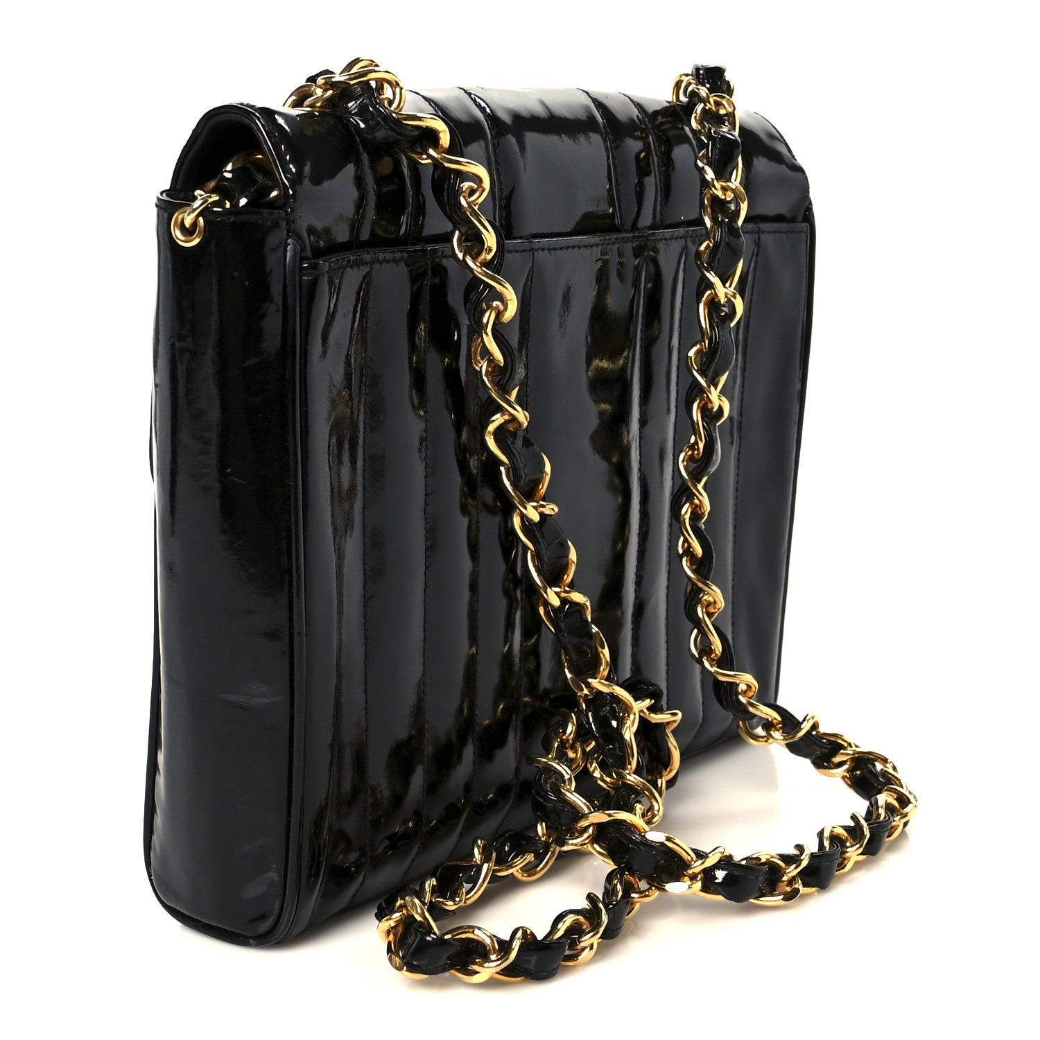 Chanel Patent Vertical Quilt Small Flap Black 3 of 12