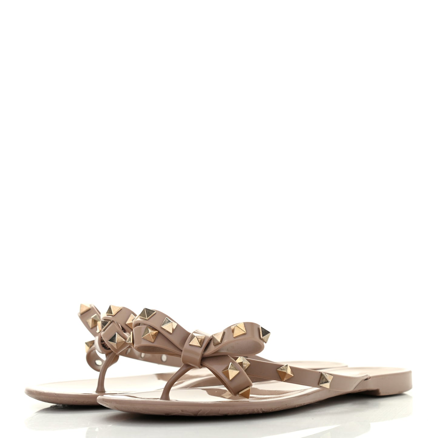 PVC Jelly Rockstud Bow Thong Sandals 37 Poudre