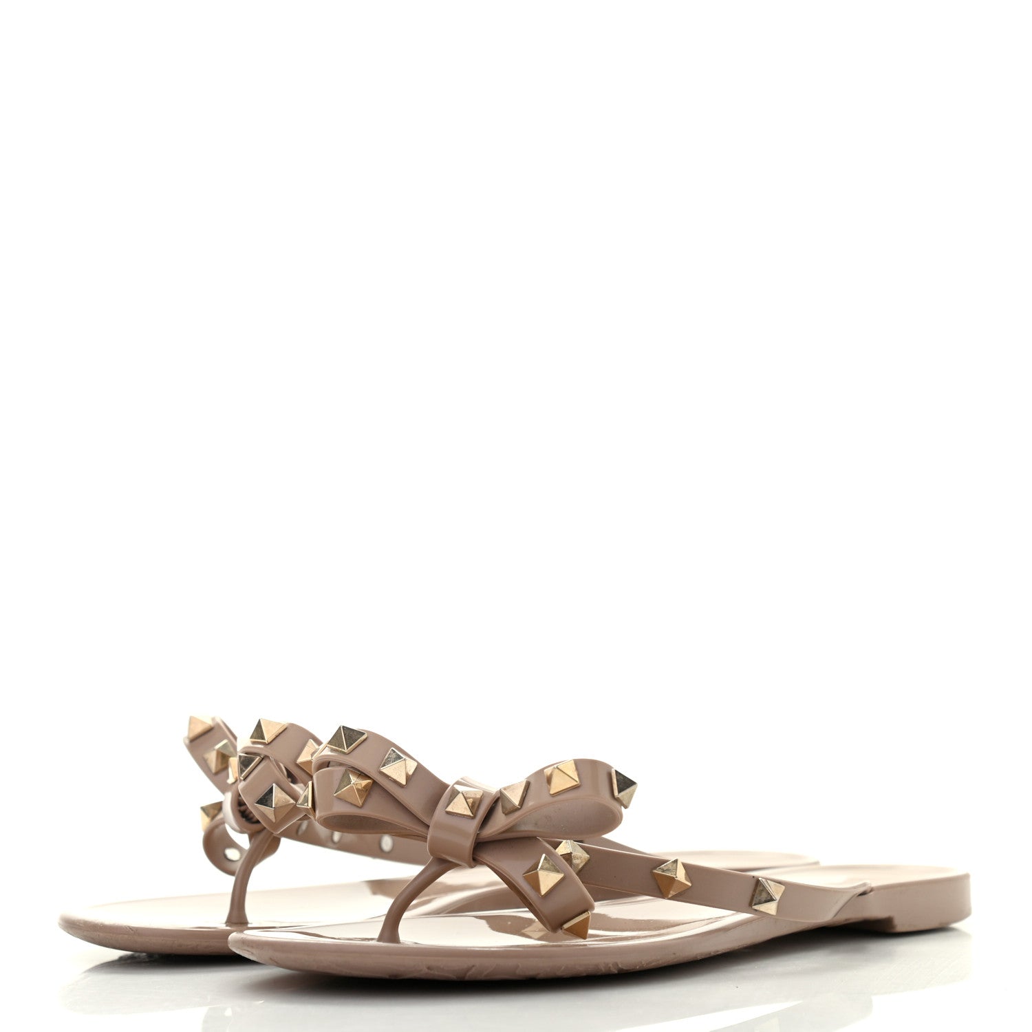 Valentino Garavani PVC Jelly Rockstud Bow Thong Sandals 37 Poudre 3 of 8