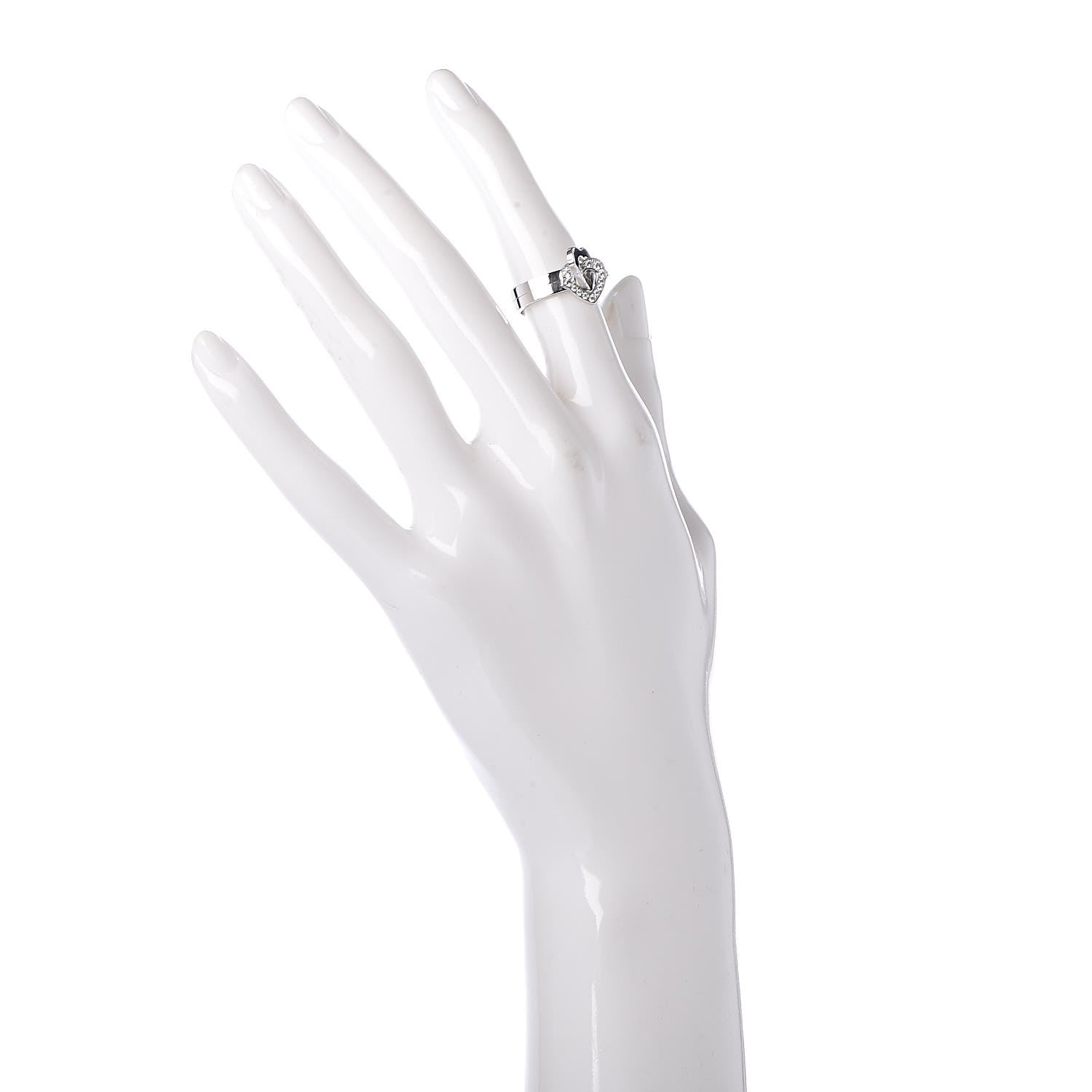 Cartier 18K White Gold Diamond Double Heart Ring 48 4.5 2 of 5
