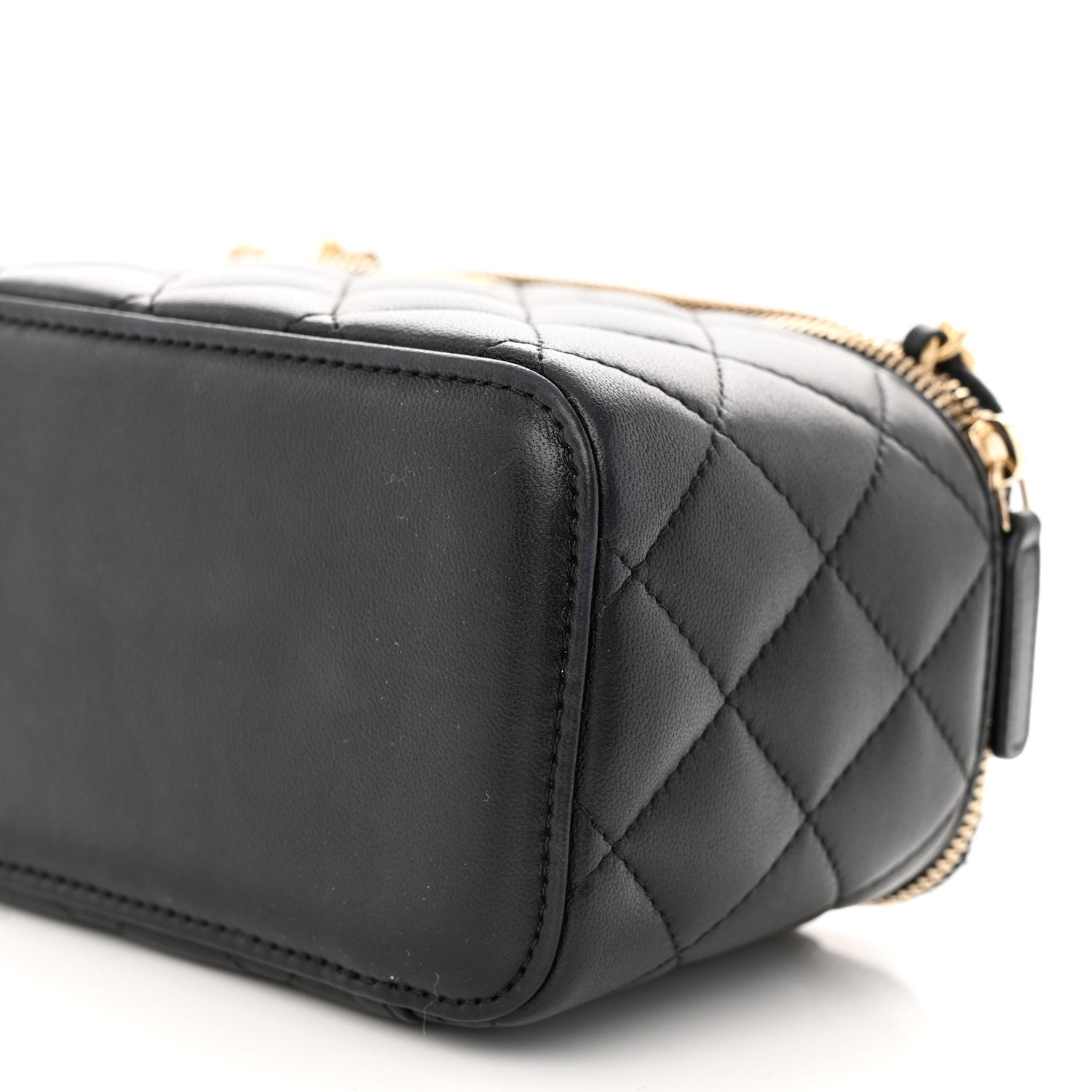 Chanel Lambskin Quilted Pearl Crush Small Vanity Case With Chain Black 10 of 10