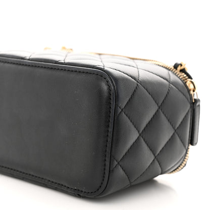 Chanel Lambskin Quilted Pearl Crush Small Vanity Case With Chain Black 10 of 10