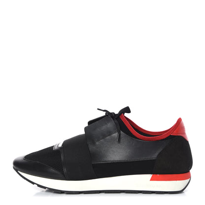 Balenciaga Mesh Calfskin Neoprene Mens Race Runner Sneakers 46 Black Red 1 of 11