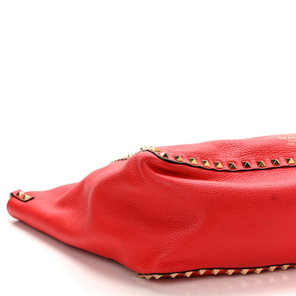 Valentino Garavani Grained Calfskin Medium Rockstud Reversible Tote Tan Red 13 of 19