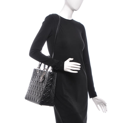 Christian Dior Lambskin Cannage Large Lady Dior Black 2 of 10