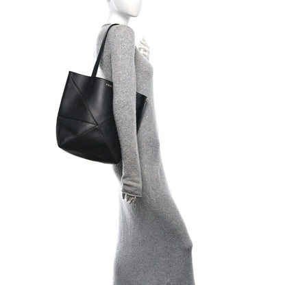 Loewe Shiny Calfskin Medium Puzzle Fold Tote Black 2 of 9