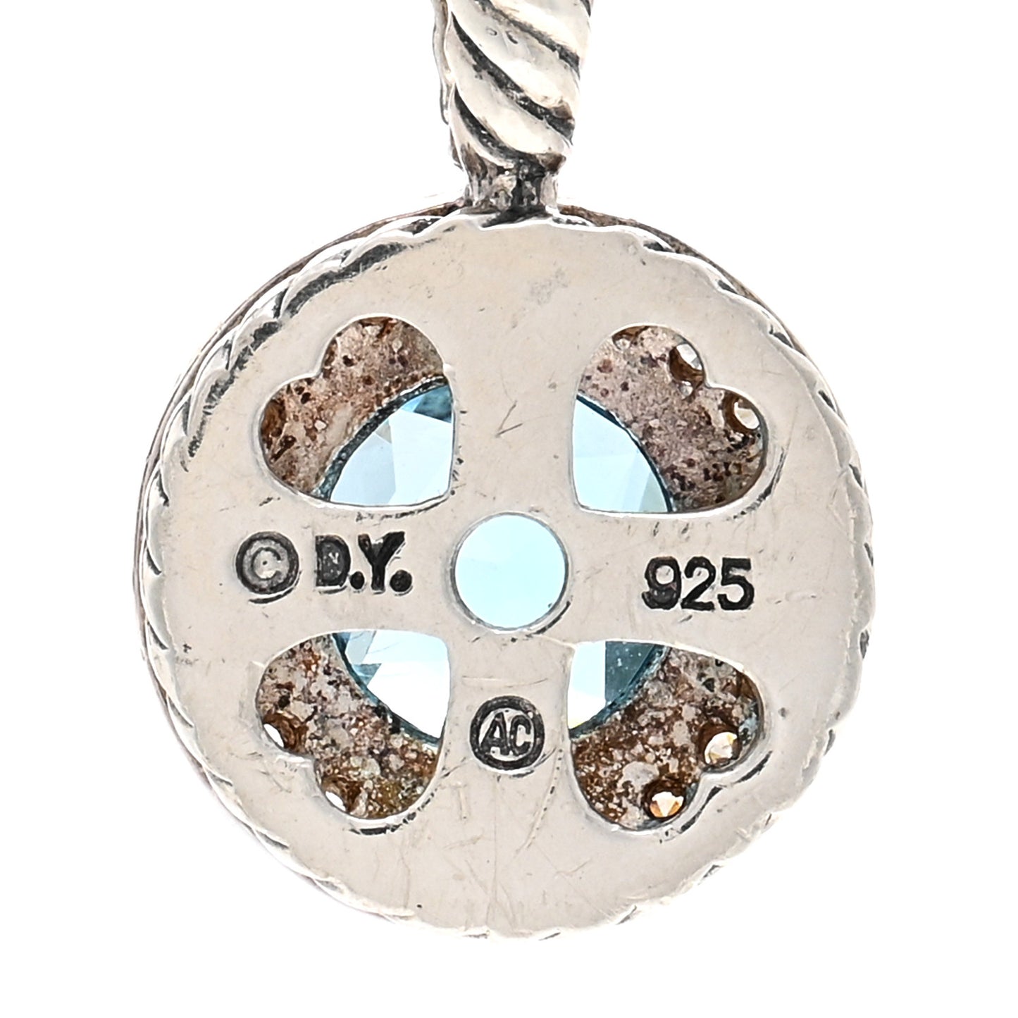 Sterling Silver Diamond Blue Topaz 8mm Petite Cerise Pendant Necklace