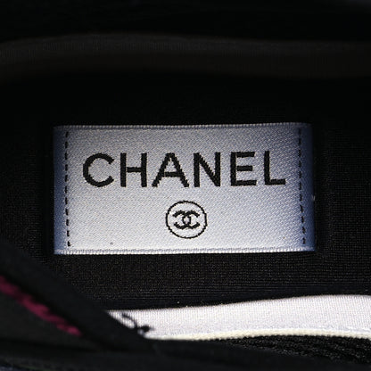 Chanel Velvet Calfskin Mixed Fibers CC Sneakers 36.5 Dark Pink Green 8 of 10