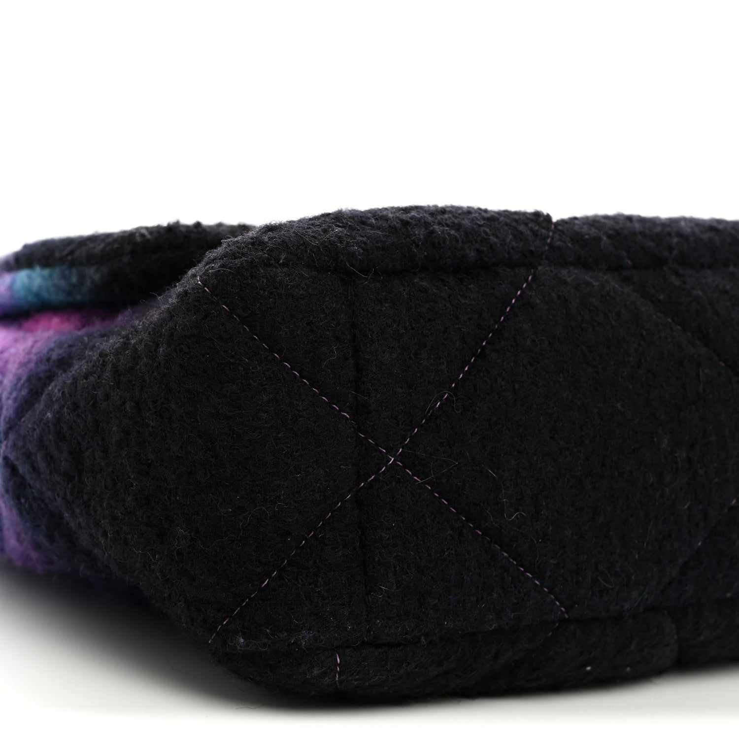 Chanel Wool Tweed Quilted Large Chanel 19 Flap Purple Black Blue 9 of 10